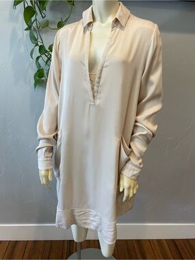 Free People champagne V-Neck silky Tunic Dress S